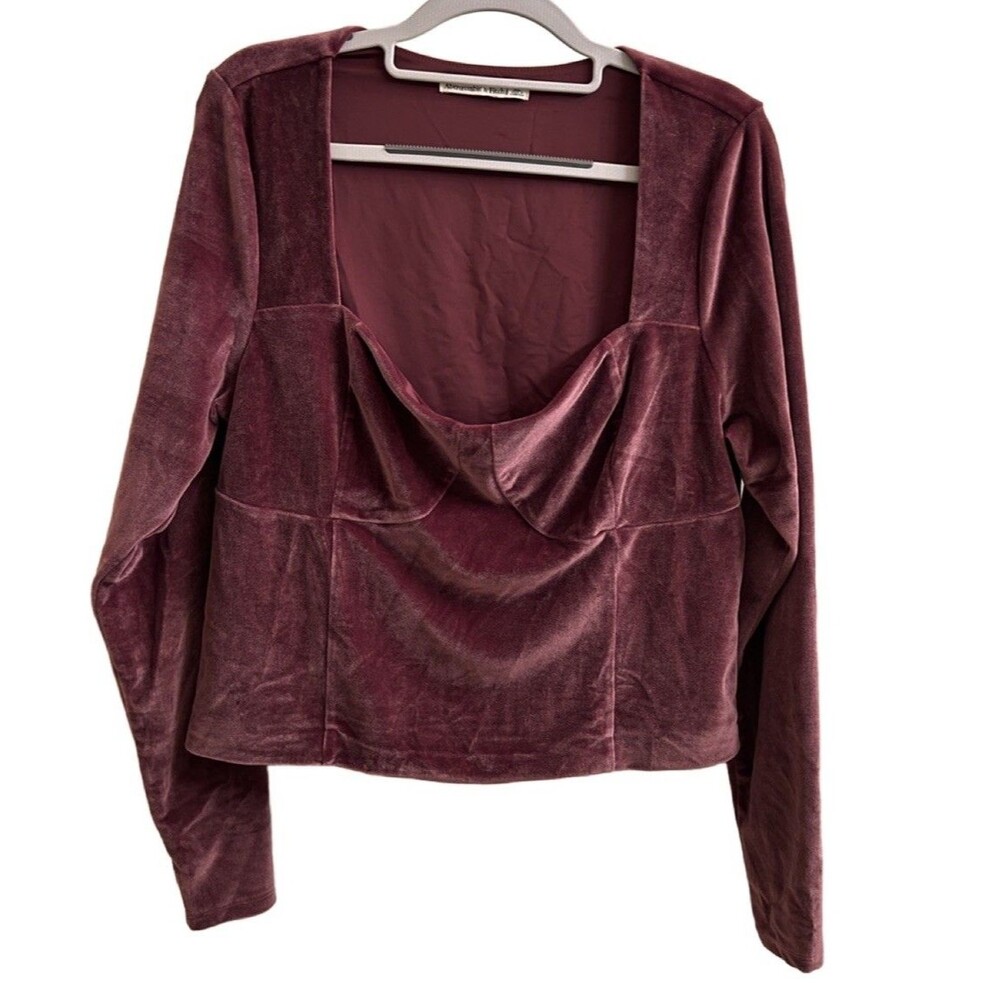 Abercrombie & Fitch Velvet Long Sleeve Square Neck Corset Top Size Large
